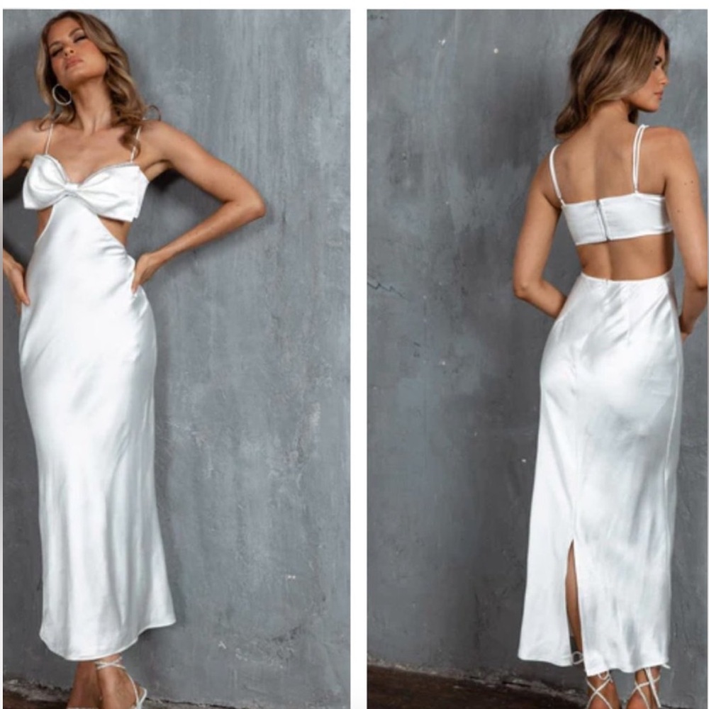 White Satin Bow Dress
